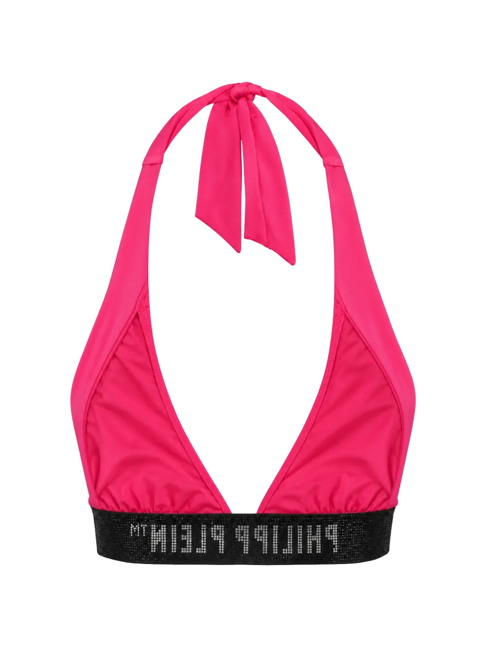 Philipp Plein halterneck logo-underband bikini top - Rosa
