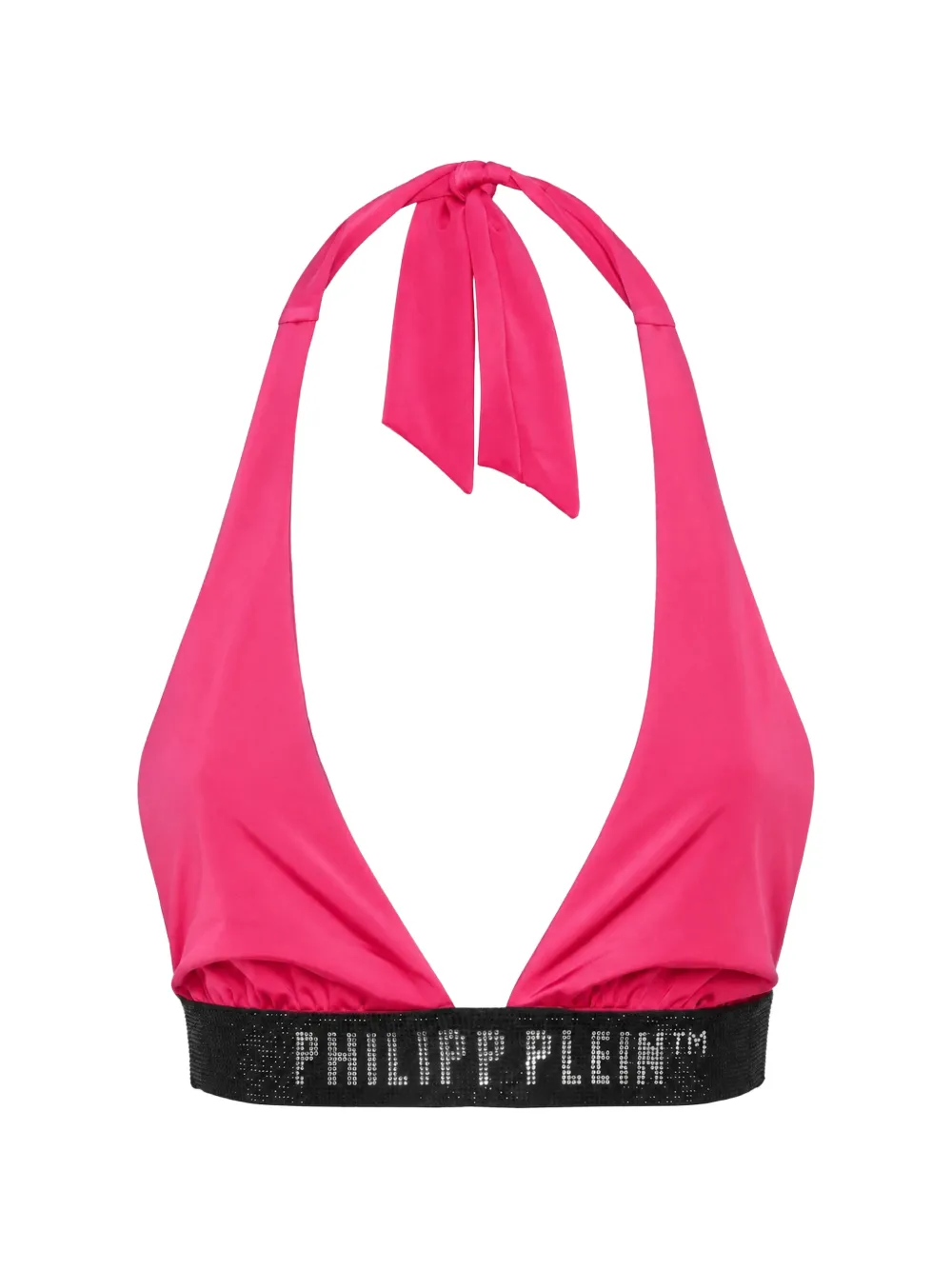 Philipp Plein halterneck logo-underband bikini top - Rosa