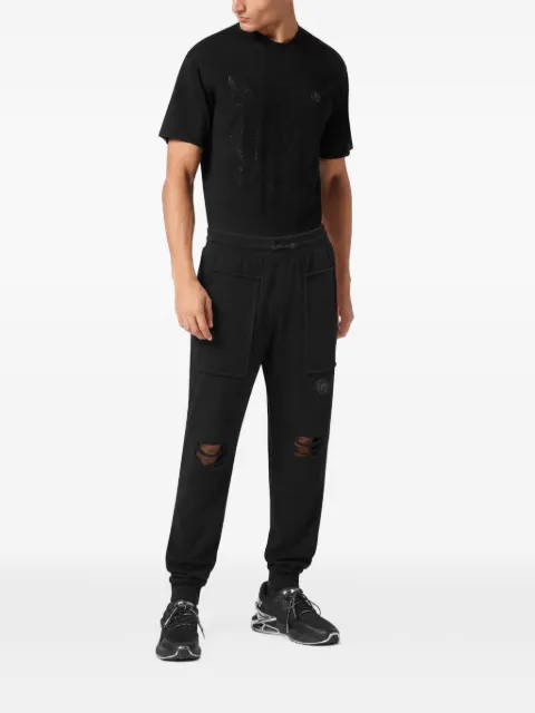 Plein Sport destroyed raw-edge track pants