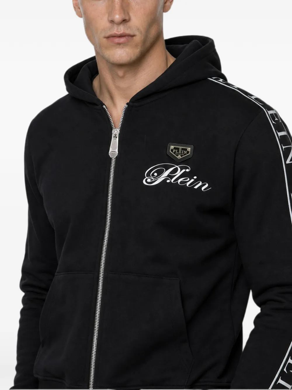 Philipp Plein Teddy Stones met capuchon en rits Zwart