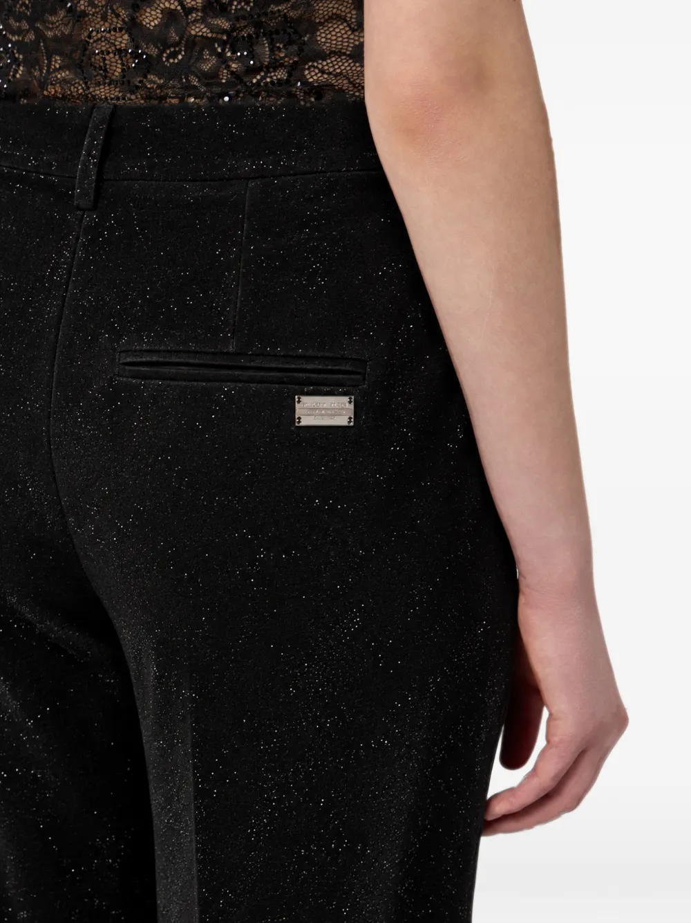 Philipp Plein Straight broek met glitters Zwart