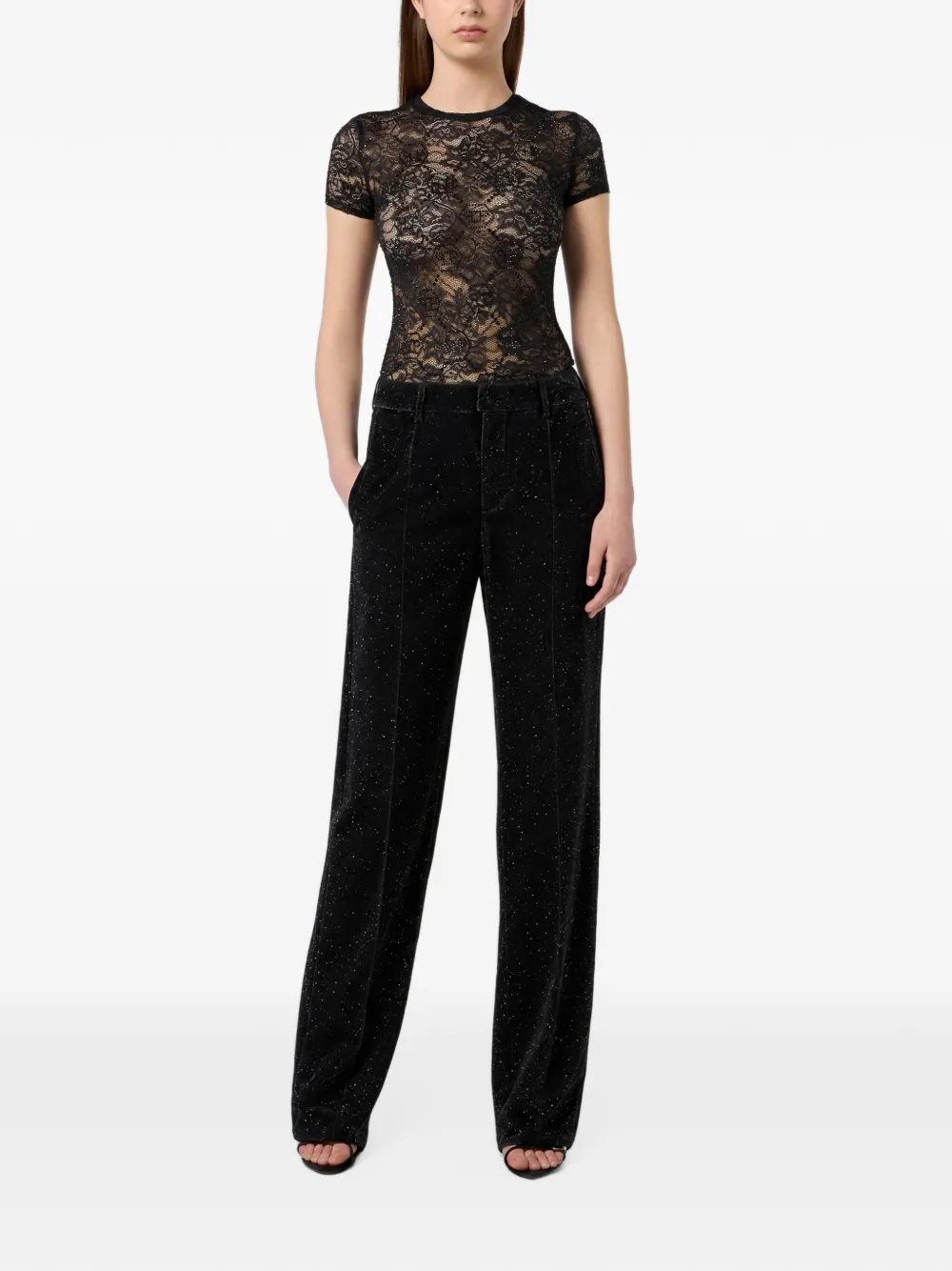 Philipp Plein Straight broek met glitters Zwart