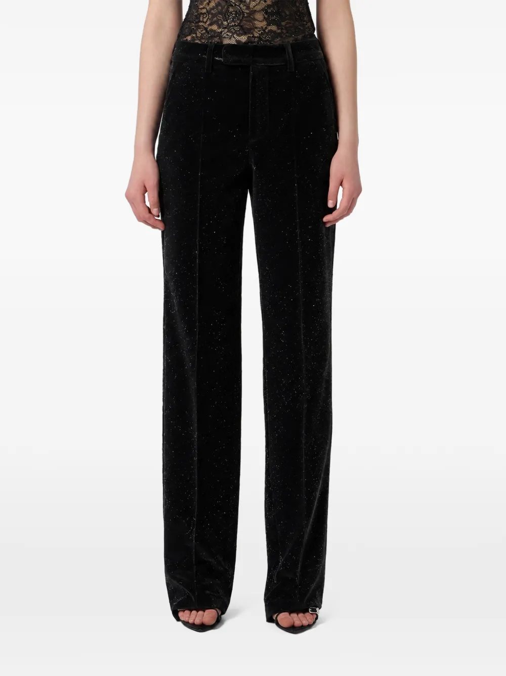 Philipp Plein Straight broek met glitters Zwart