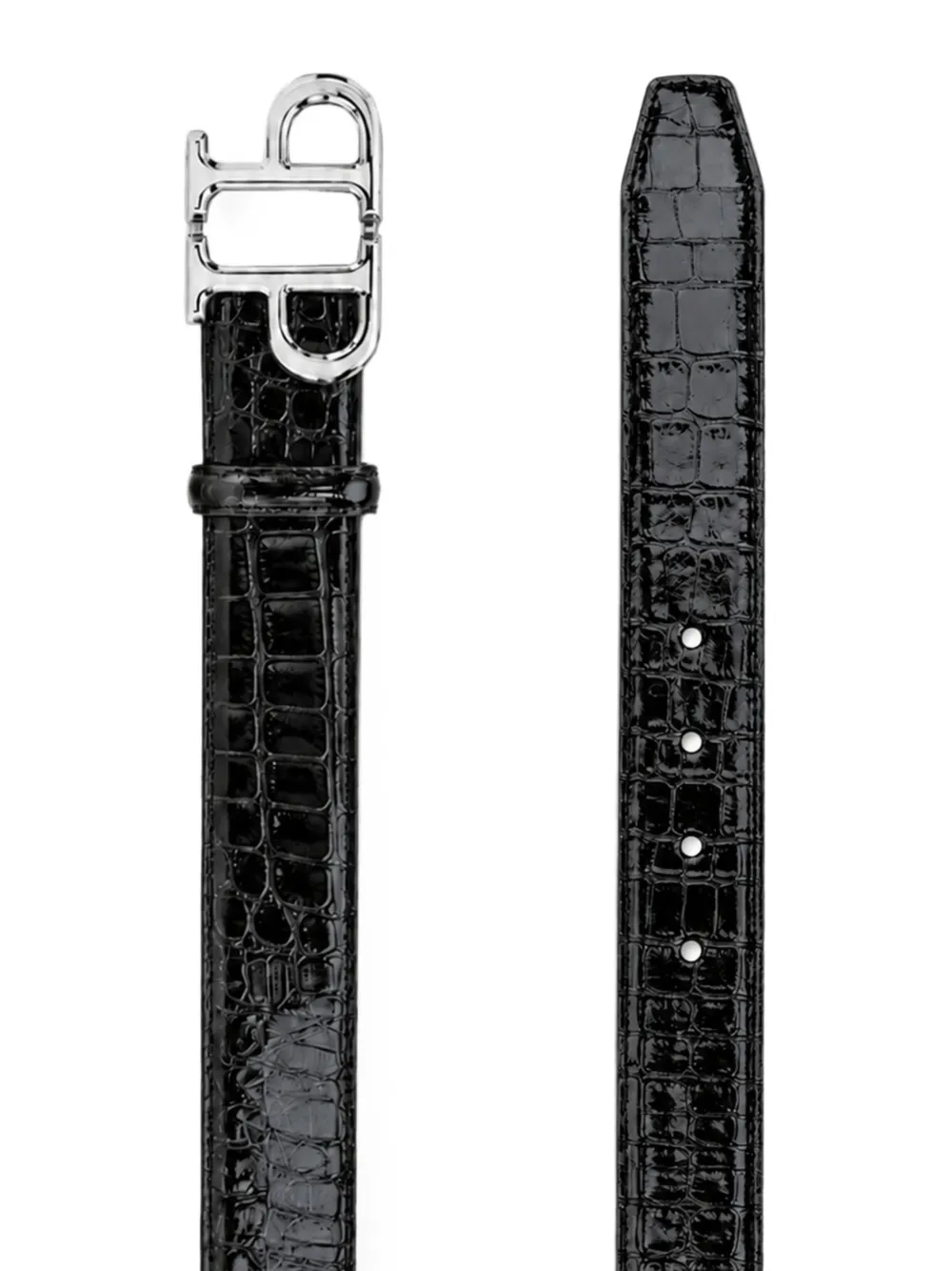 Philipp Plein PP zilveren Cocco leren riem Zwart