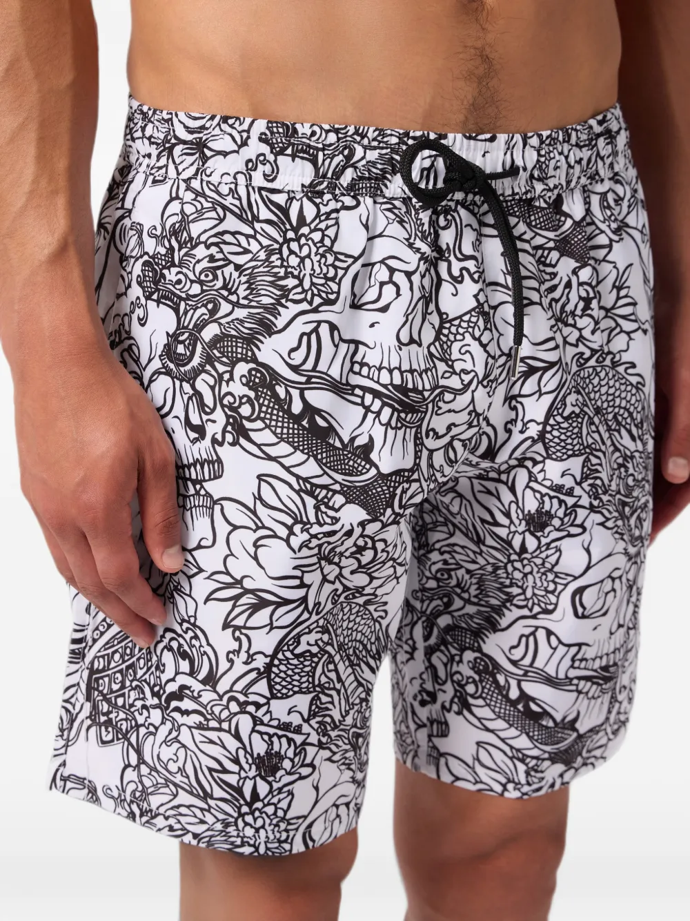 Philipp Plein Zwembroek met doodskop-print Wit