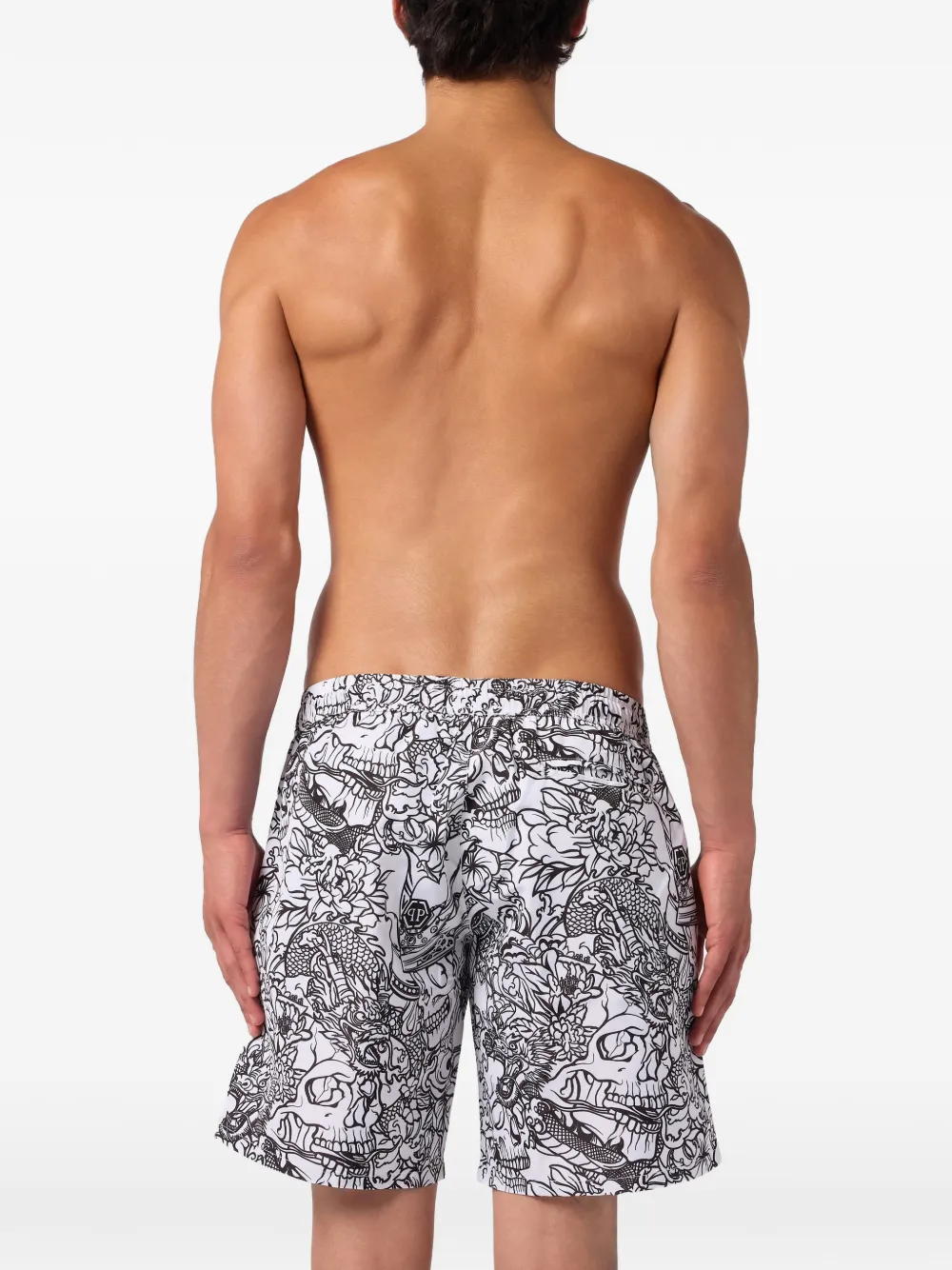 Philipp Plein Zwembroek met doodskop-print Wit