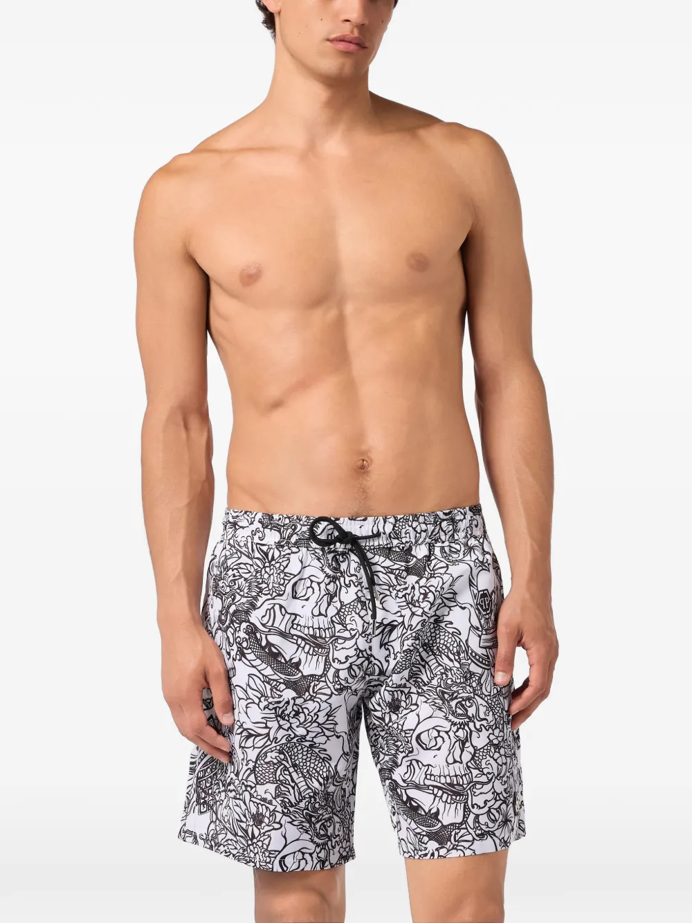 Philipp Plein Zwembroek met doodskop-print Wit