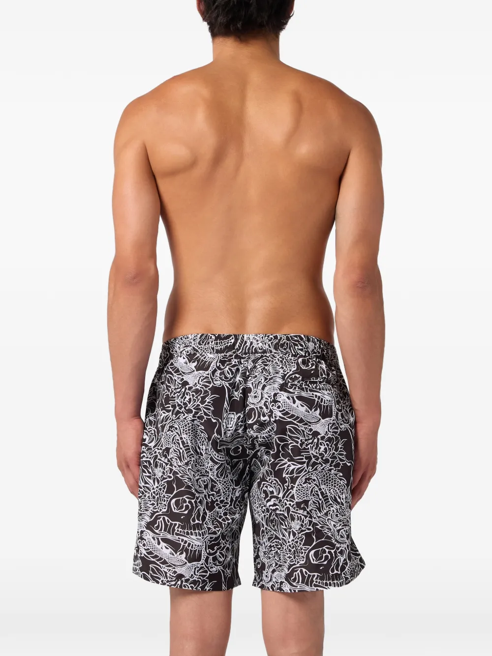 Philipp Plein Zwembroek met doodskop-print Zwart