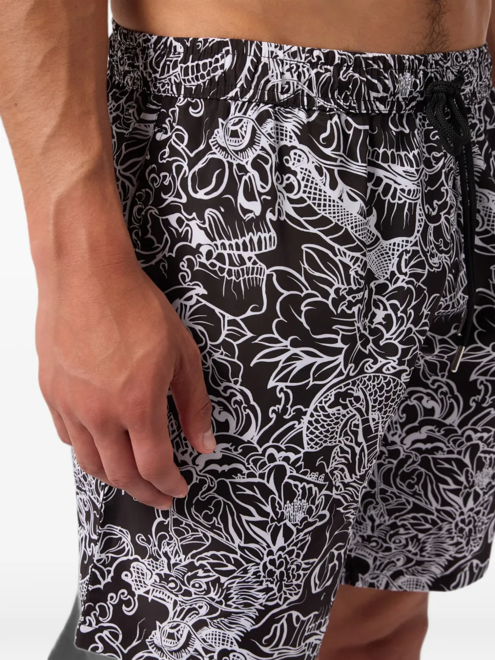 Philipp Plein Zwembroek met doodskop-print Zwart