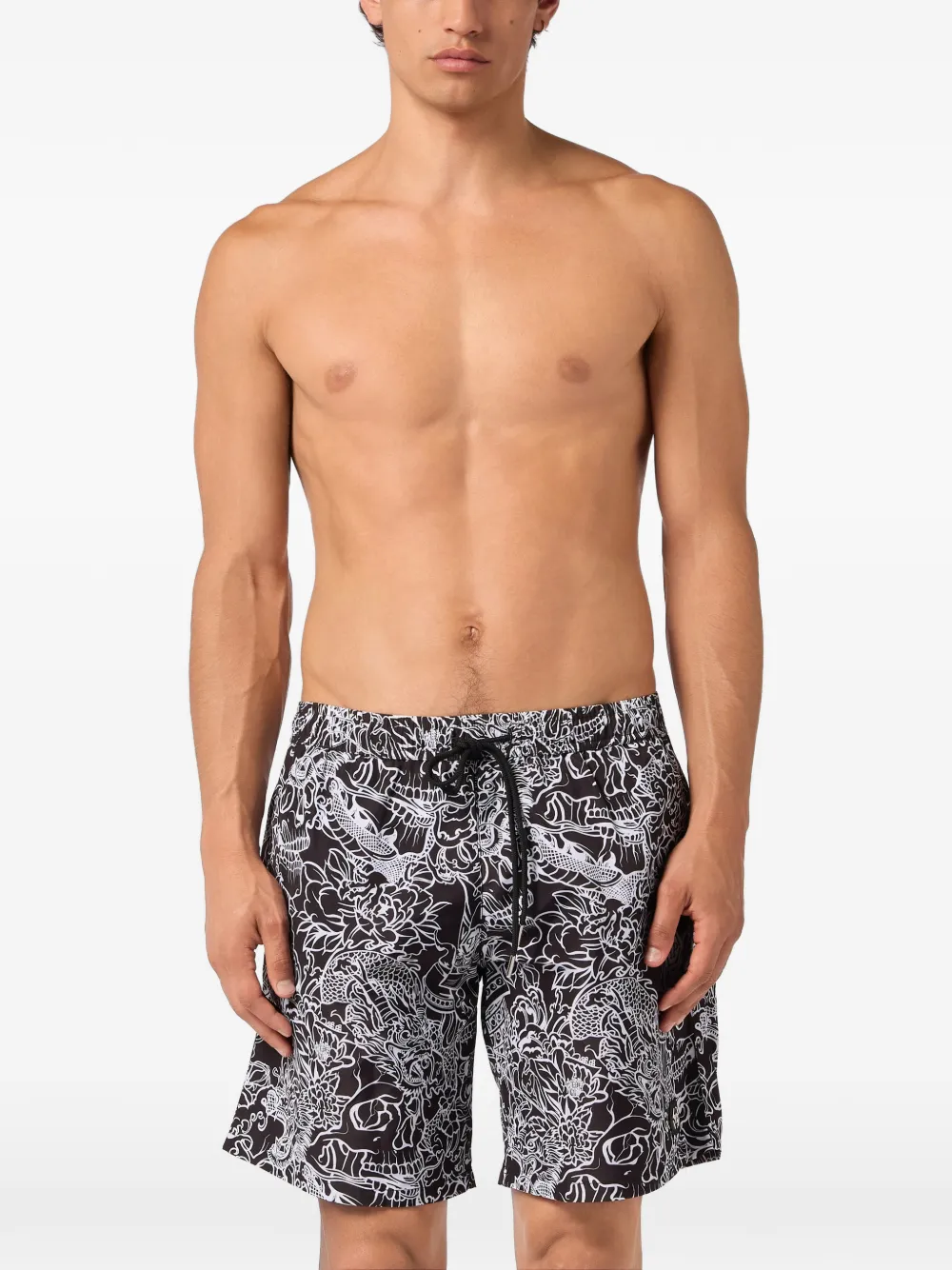Philipp Plein Zwembroek met doodskop-print Zwart