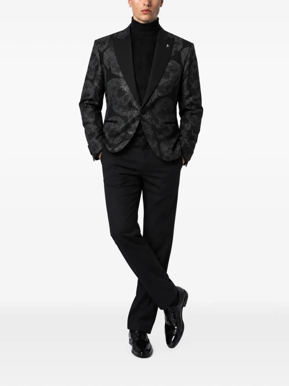 Philipp Plein Regular-fit blazer met jacquard doodskoppen Zwart