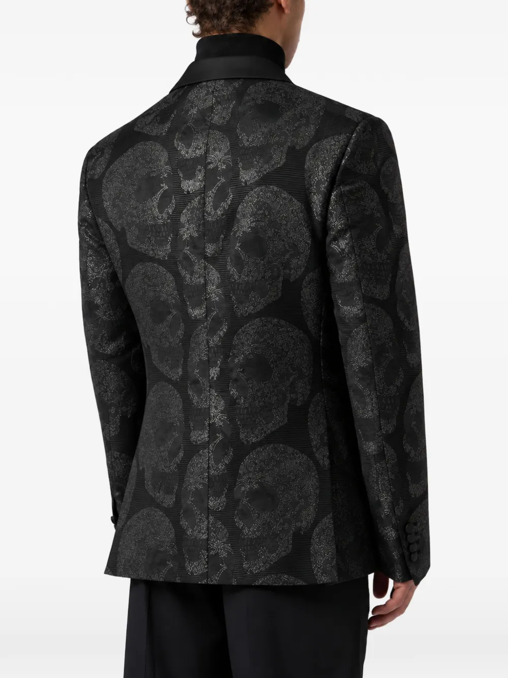 Philipp Plein Regular-fit blazer met jacquard doodskoppen Zwart