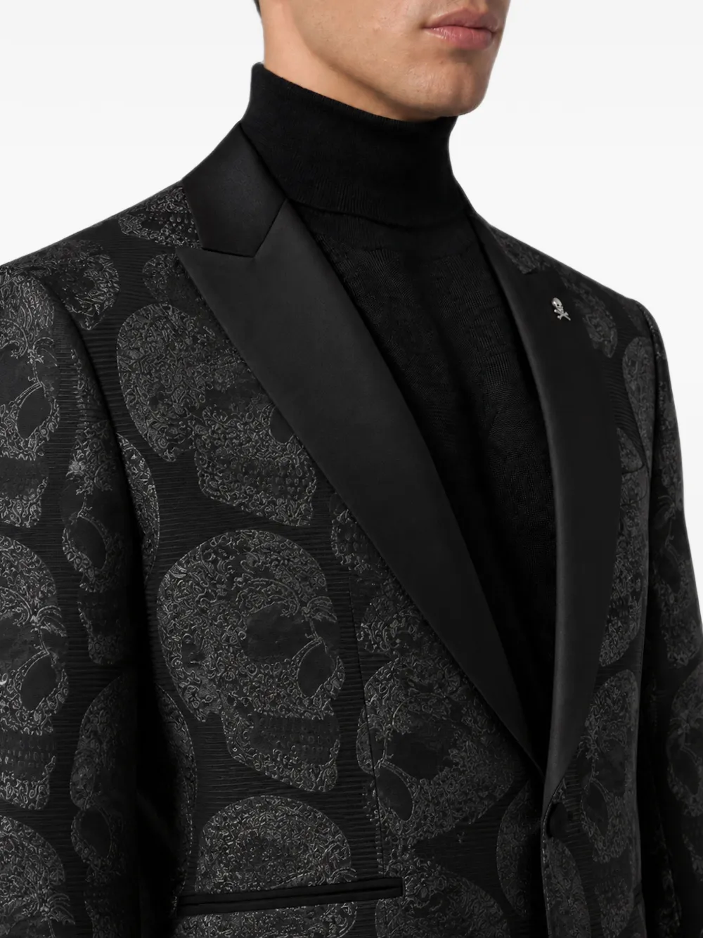 Philipp Plein Regular-fit blazer met jacquard doodskoppen Zwart