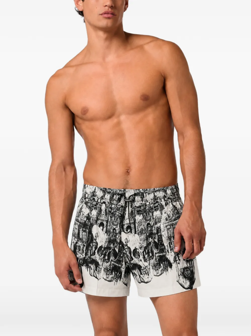 Philipp Plein Zwembroek met doodskop Wit