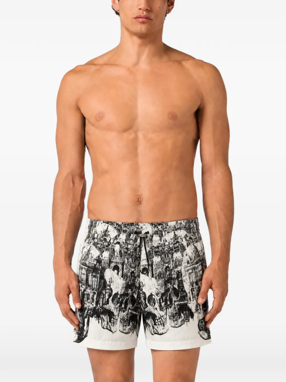 Philipp Plein Zwembroek met doodskop Wit