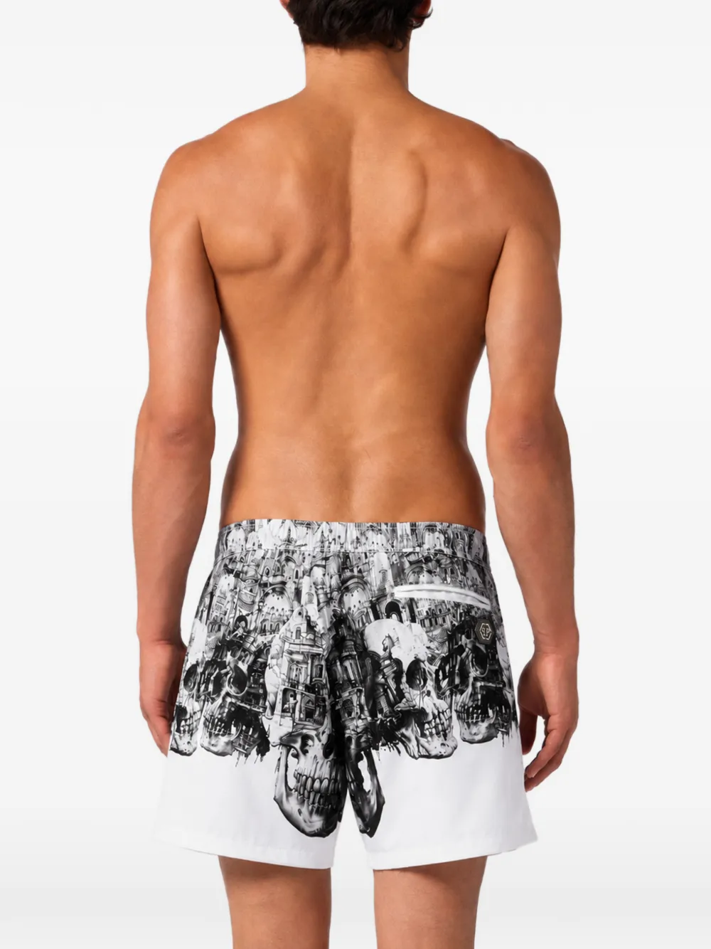 Philipp Plein Zwembroek met doodskop Wit