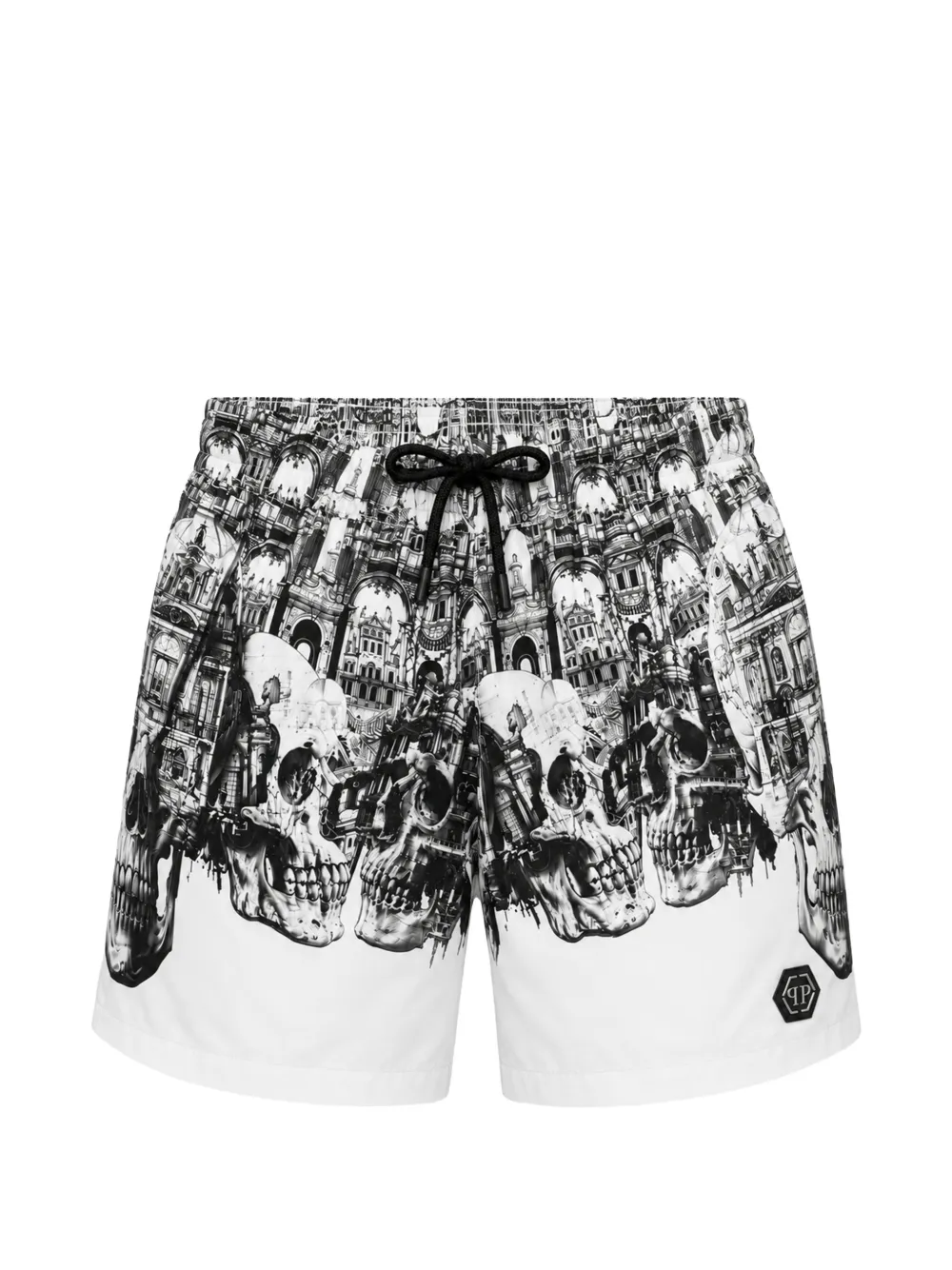 Philipp Plein Zwembroek met doodskop Wit