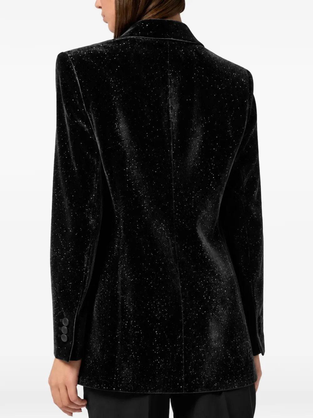 Philipp Plein velvet boyfriend fit blazer glitter Zwart