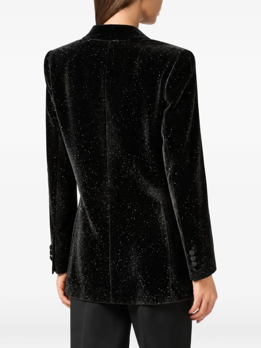 Philipp Plein velvet boyfriend fit blazer glitter Zwart
