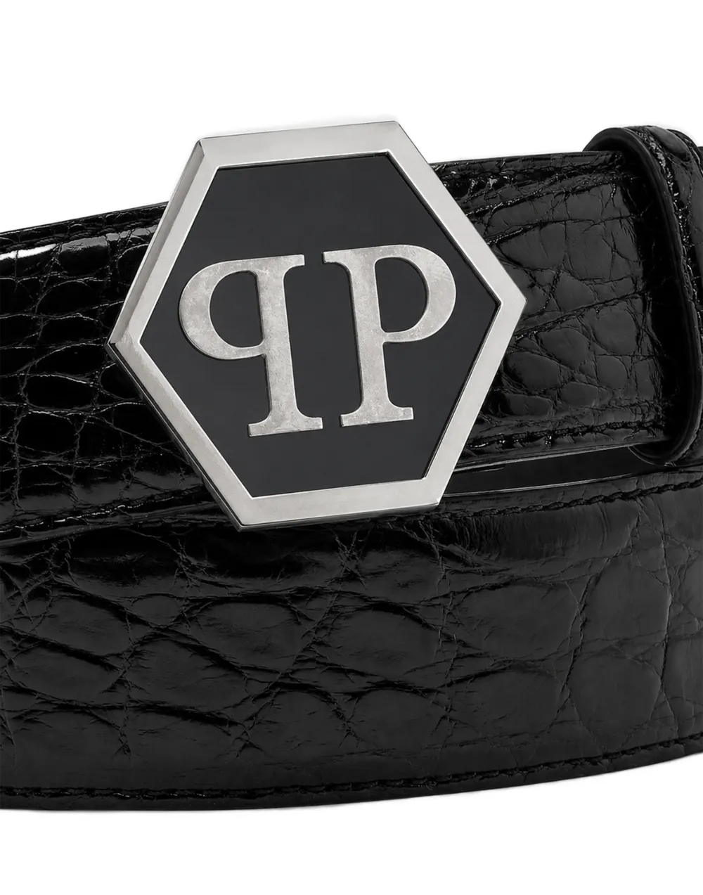 Philipp Plein Leren Cocco riem Zwart