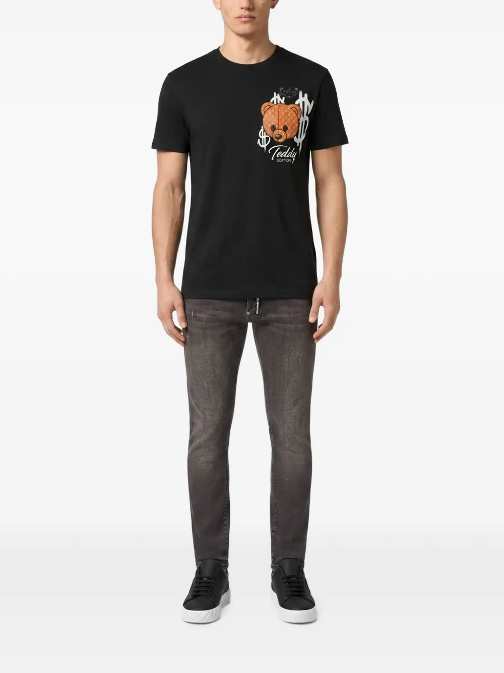 Philipp Plein Jersey T-shirten teddybeer Zwart