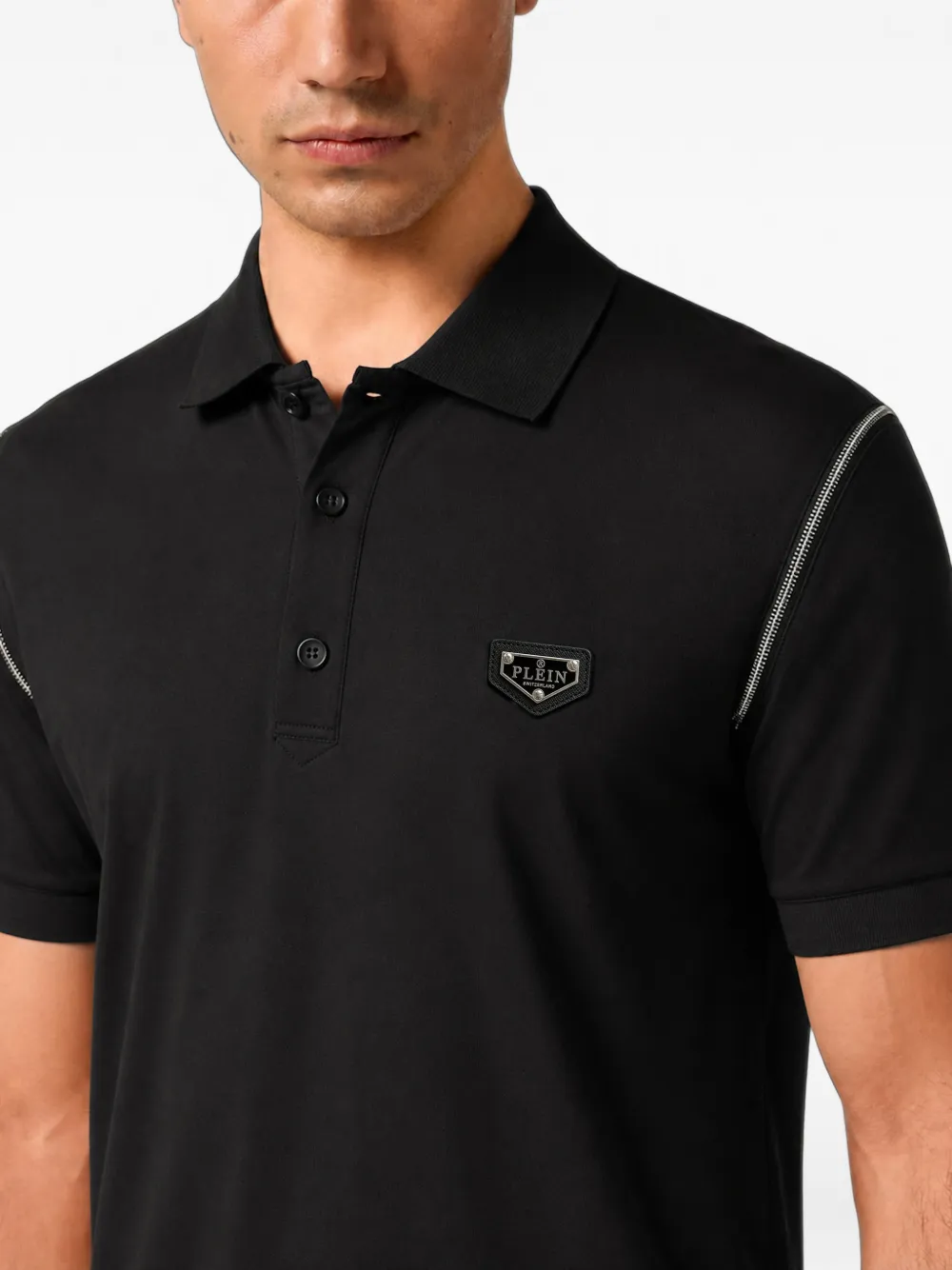 Philipp Plein Poloshirt met rits op de mouwen Zwart