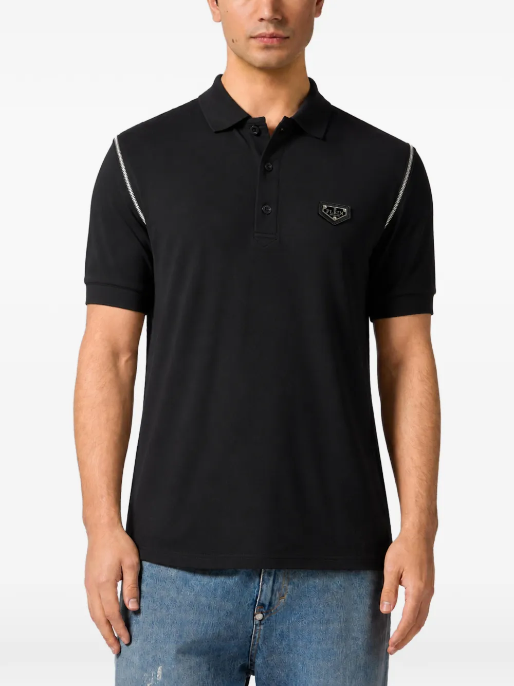 Philipp Plein Poloshirt met rits op de mouwen Zwart