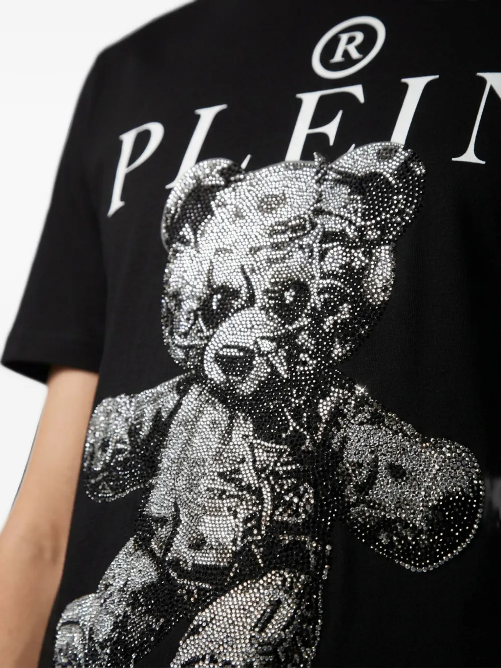 Philipp Plein Teddy Dollar jersey T-shirt met stenen Zwart
