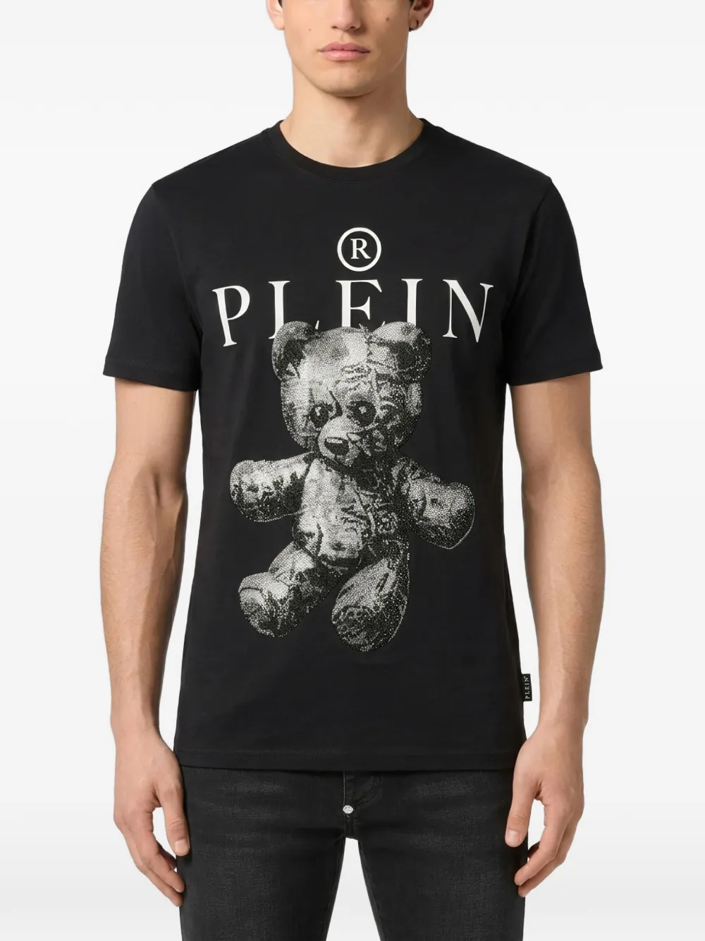 Philipp Plein Teddy Dollar jersey T-shirt met stenen Zwart