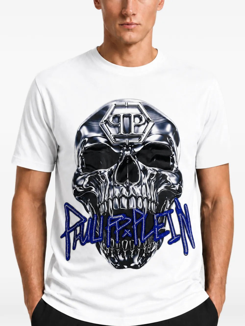 Philipp Plein T-shirt met doodskopprint Wit