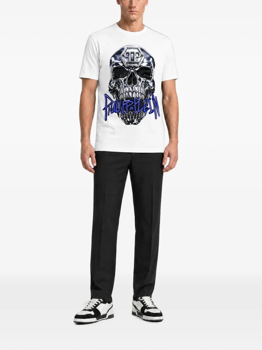 Philipp Plein T-shirt met doodskopprint Wit