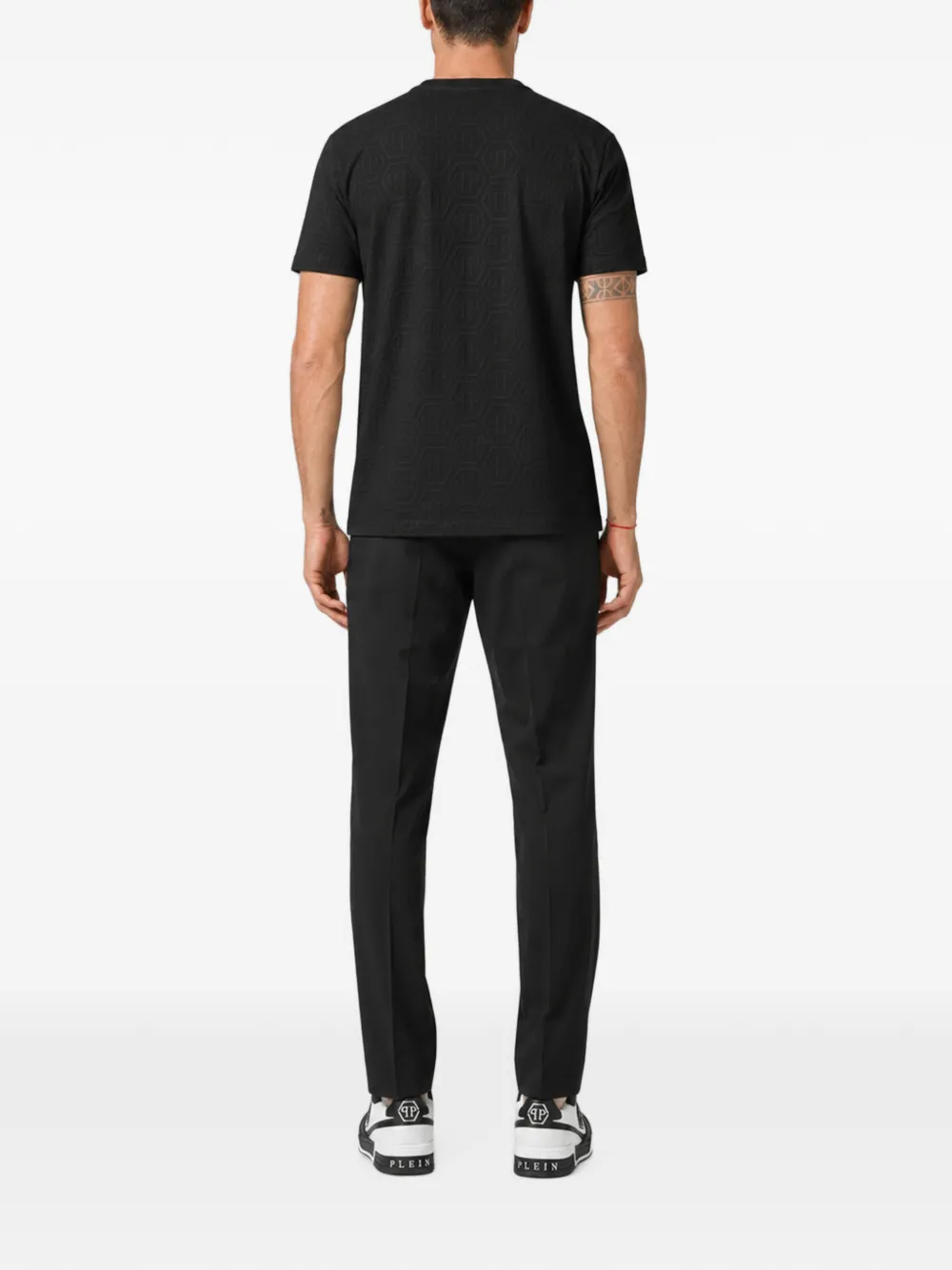 Philipp Plein T-shirt met monogram en jacquard Zwart