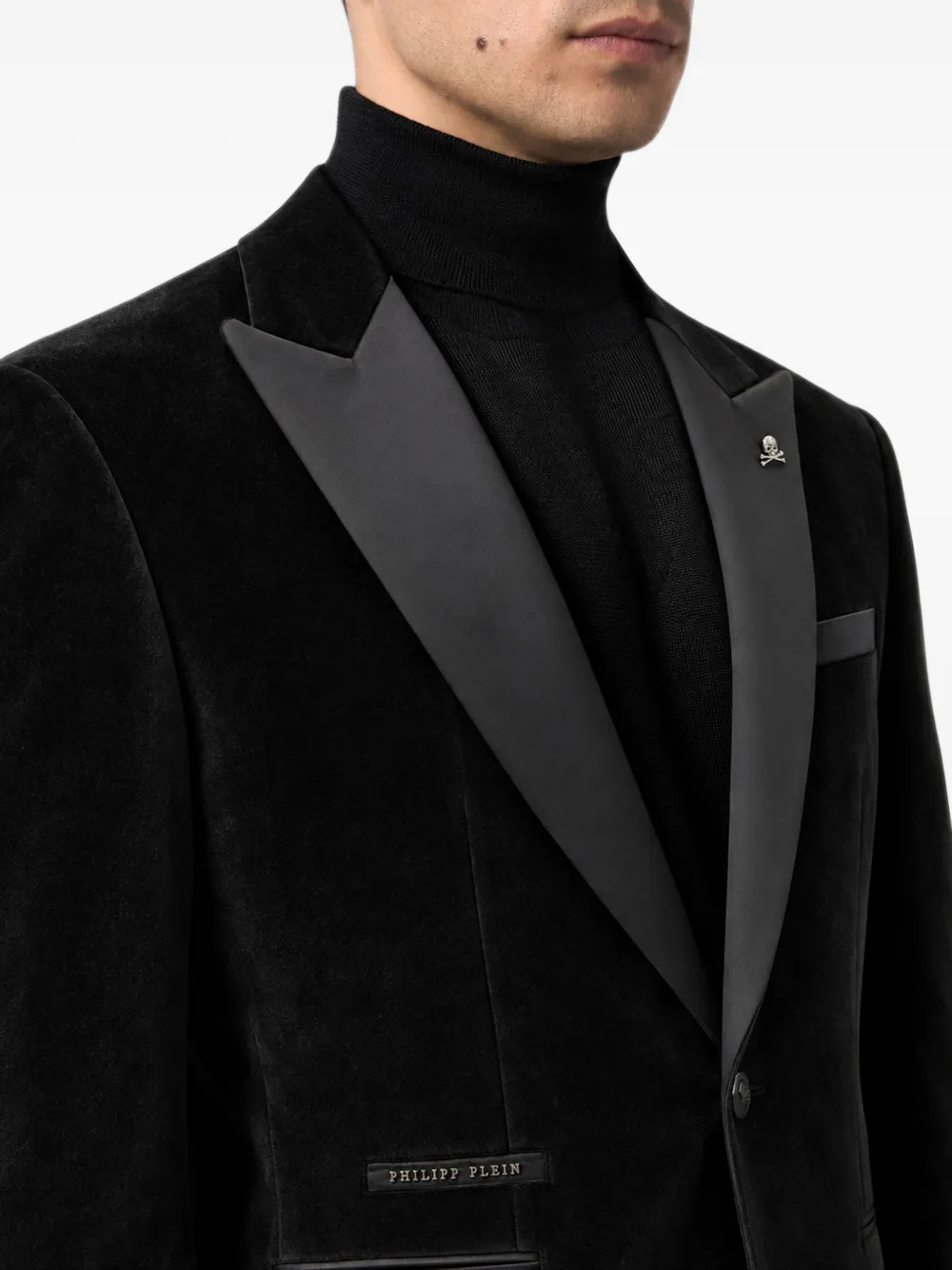 Philipp Plein velvet regular-fit blazer Zwart