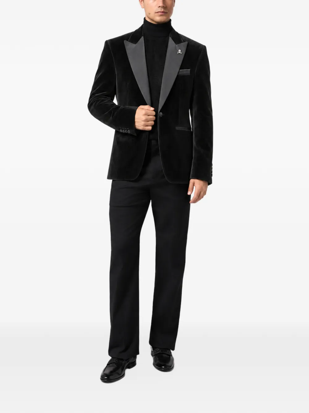 Philipp Plein velvet regular-fit blazer Zwart