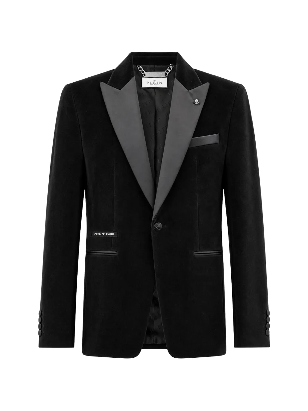 Philipp Plein velvet regular-fit blazer Zwart