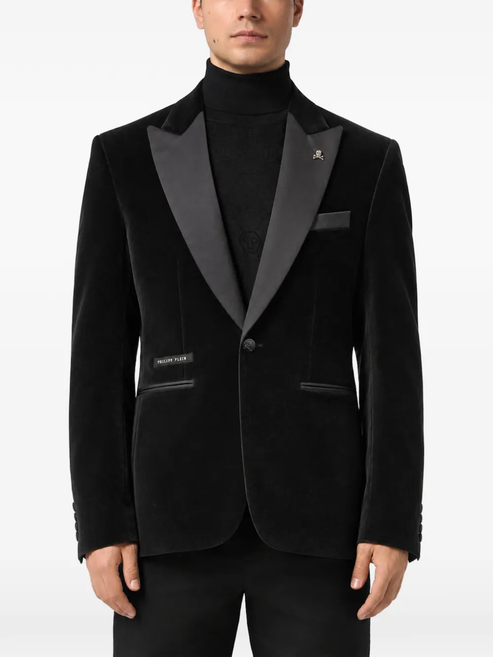 Philipp Plein velvet regular-fit blazer Zwart