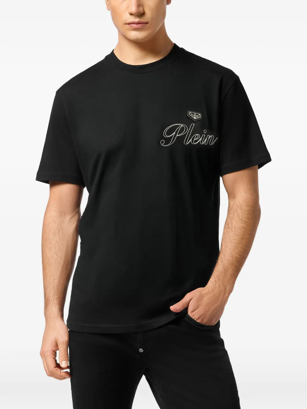 Philipp Plein Jersey T-shirt met ronde hals Zwart