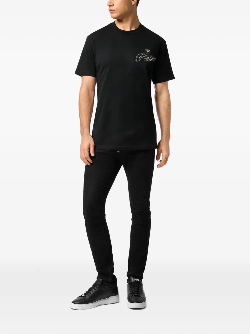 Philipp Plein Jersey T-shirt met ronde hals Zwart