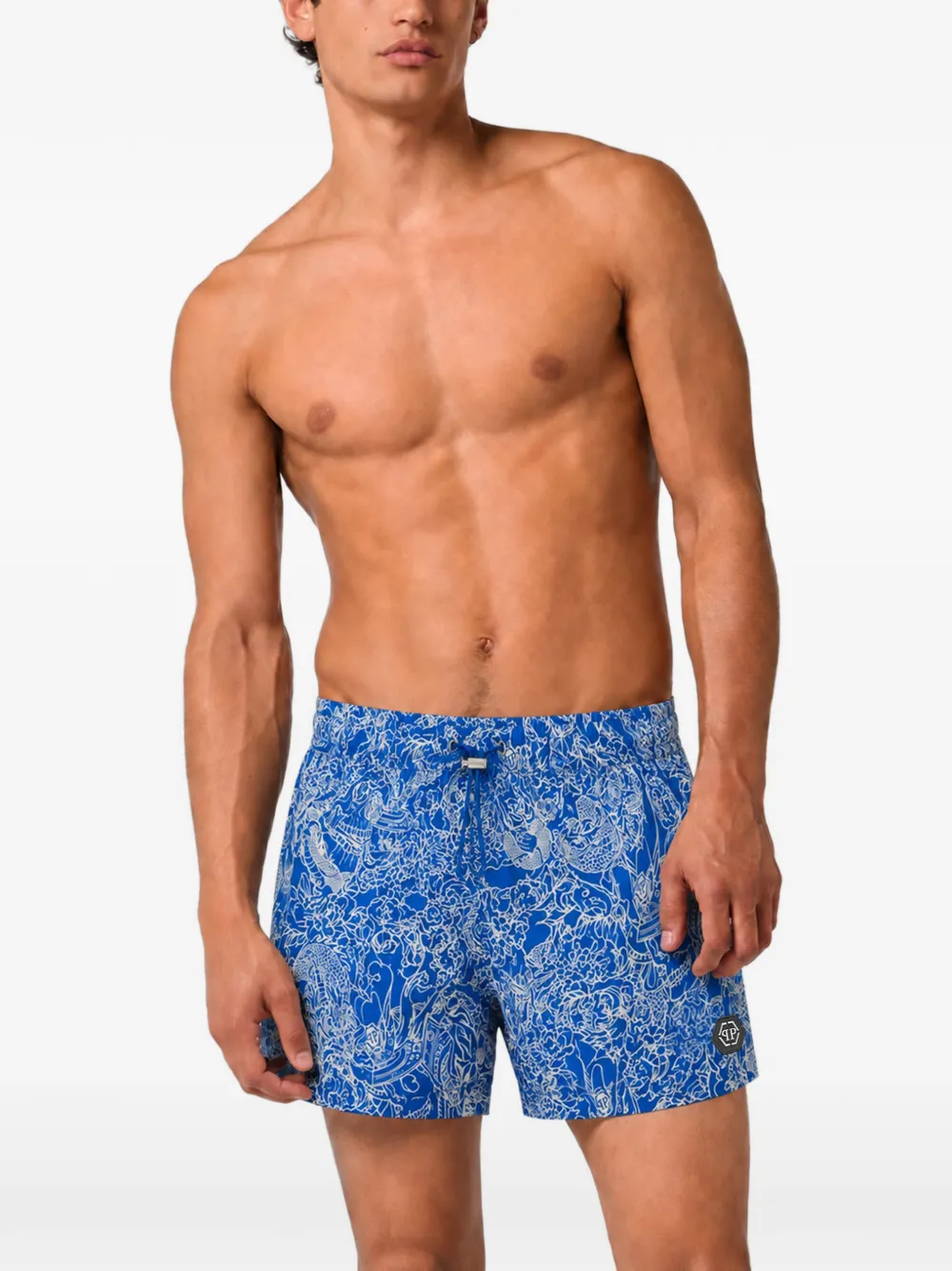 Philipp Plein Zwembroek met doodskop-print Blauw
