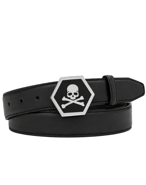 Philipp Plein leather belt skull
