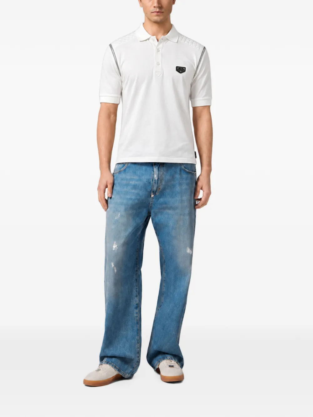 Philipp Plein Poloshirt met rits op de mouwen Wit