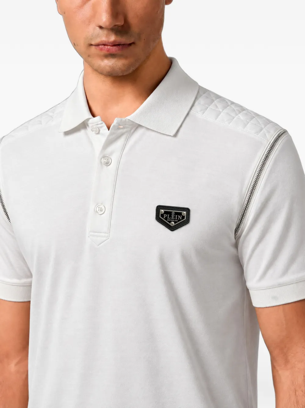 Philipp Plein Poloshirt met rits op de mouwen Wit