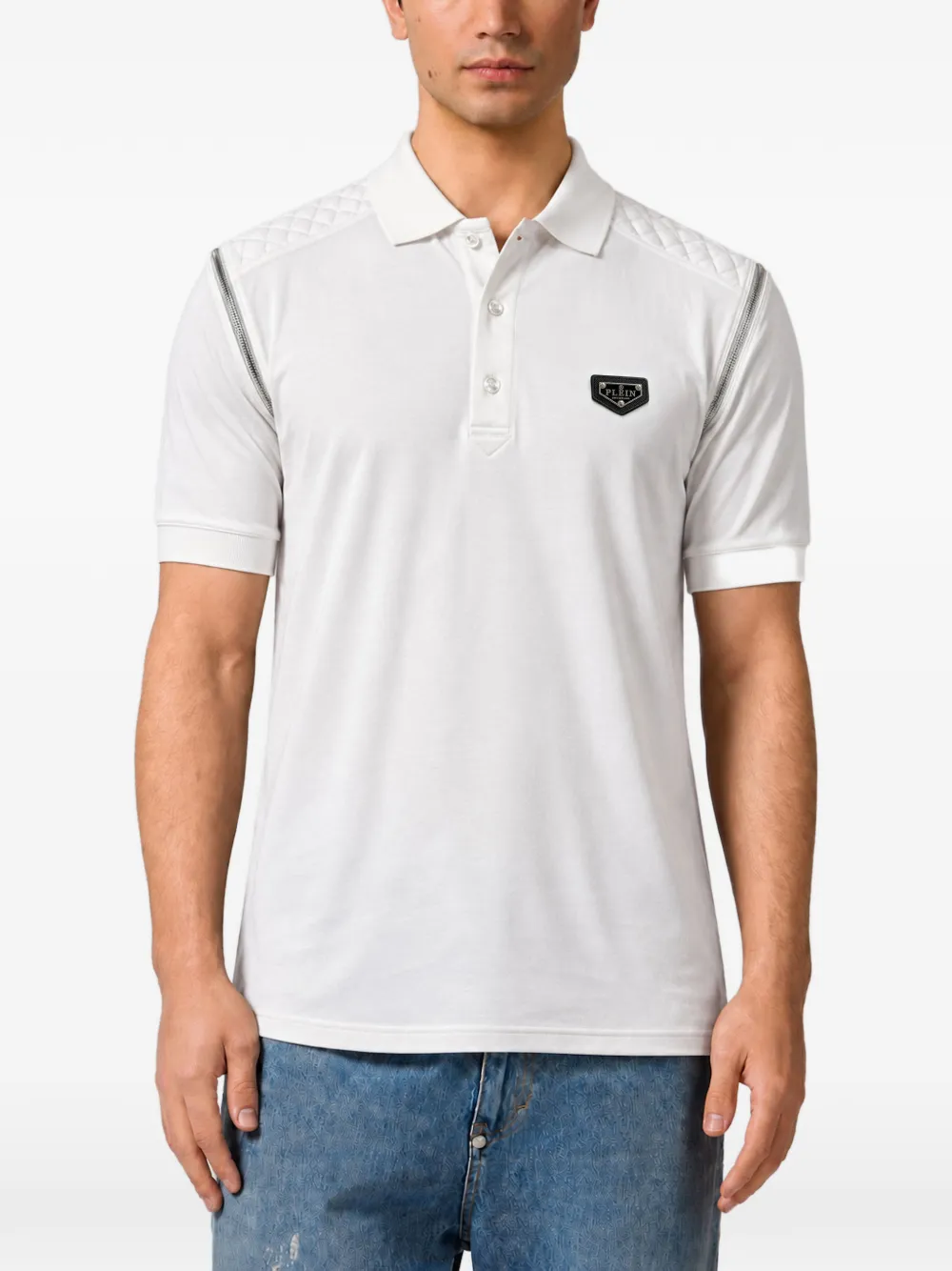 Philipp Plein Poloshirt met rits op de mouwen Wit
