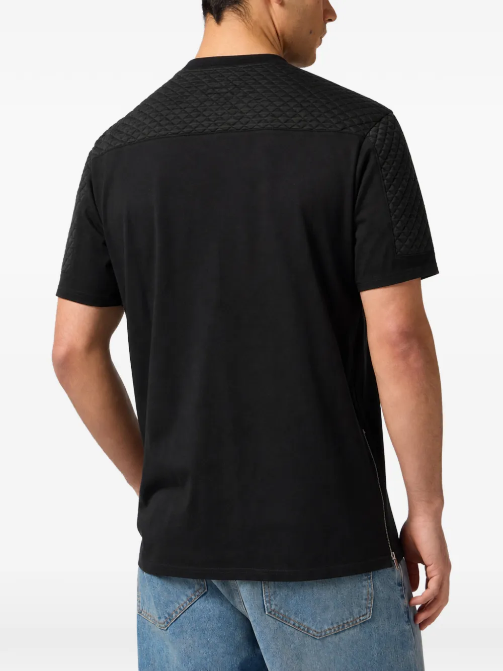 Philipp Plein T-shirt met gewatteerde vlakken en ritsdetail Zwart