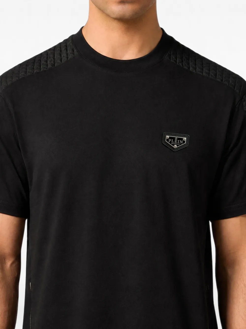 Philipp Plein T-shirt met gewatteerde vlakken en ritsdetail Zwart