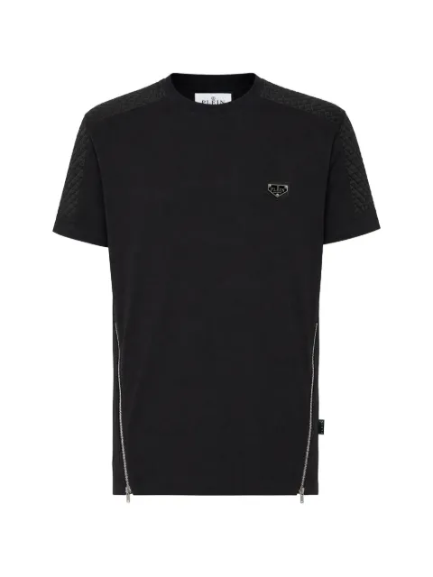 Philipp Plein quilted-panel zip-detail T-shirt