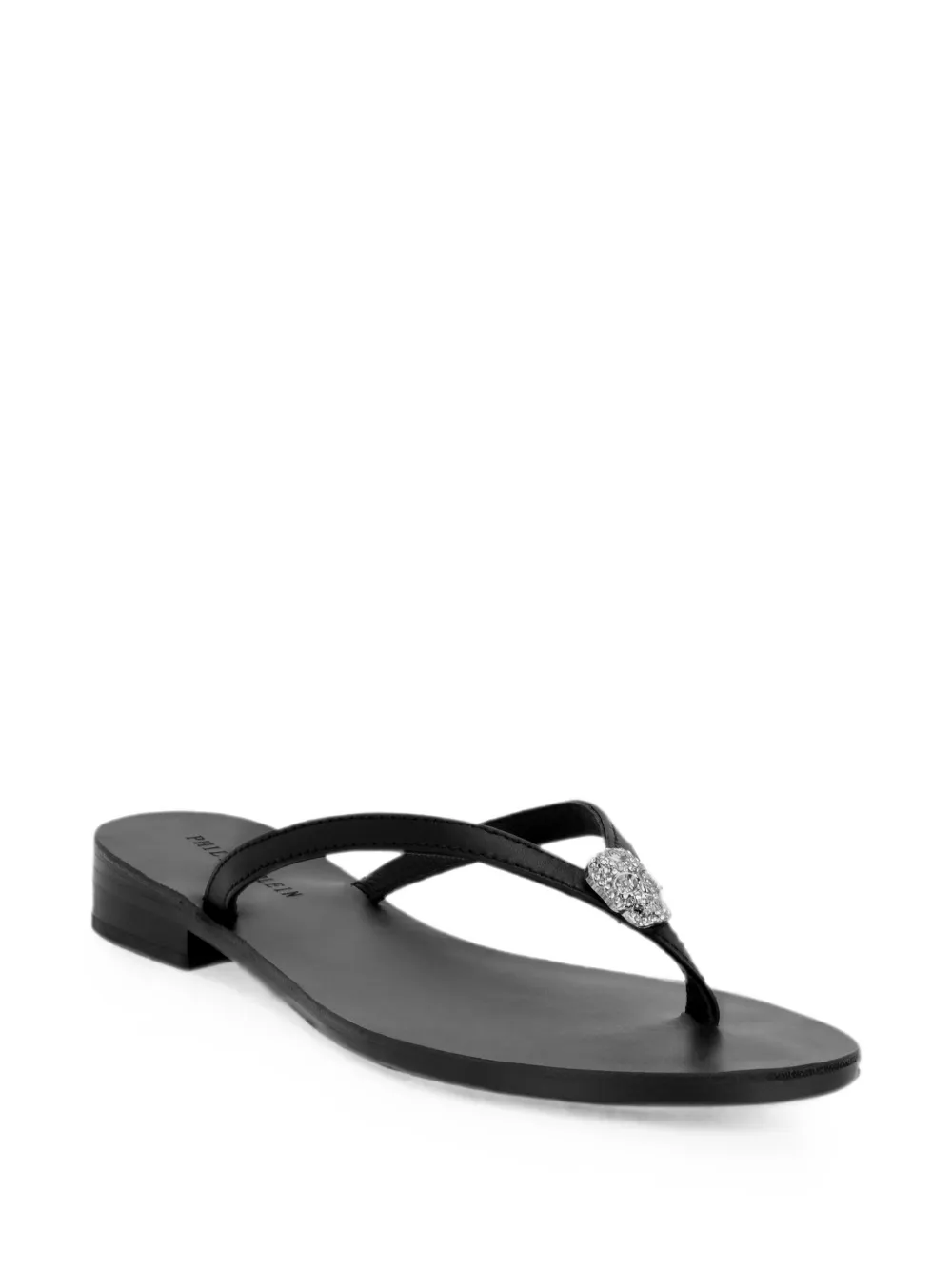 Philipp Plein Nappa teenslippers met kristallen en doodskop Zwart