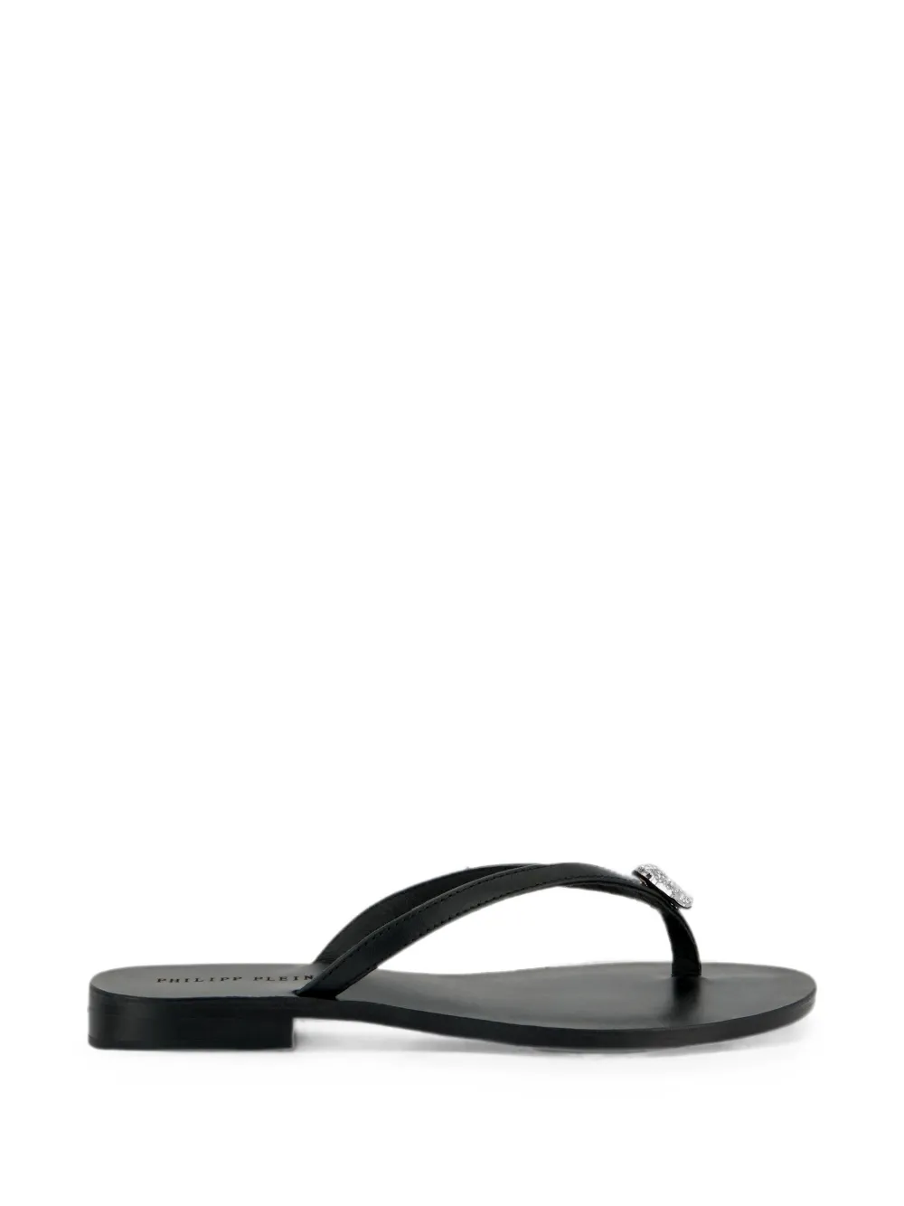 Philipp Plein Nappa Flip-flop Sandals Crystal Skull In Black