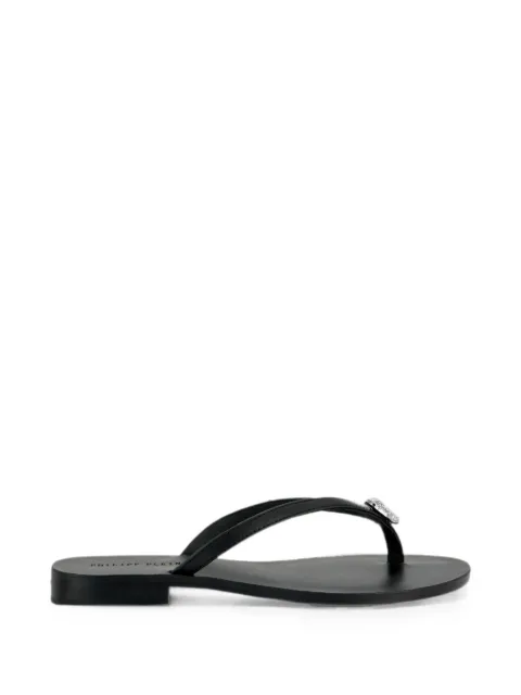 Philipp Plein Nappa flip-flop sandals crystal skull