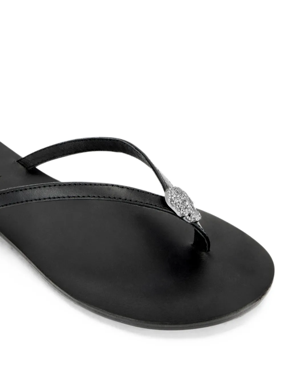 Philipp Plein Nappa teenslippers met kristallen en doodskop Zwart